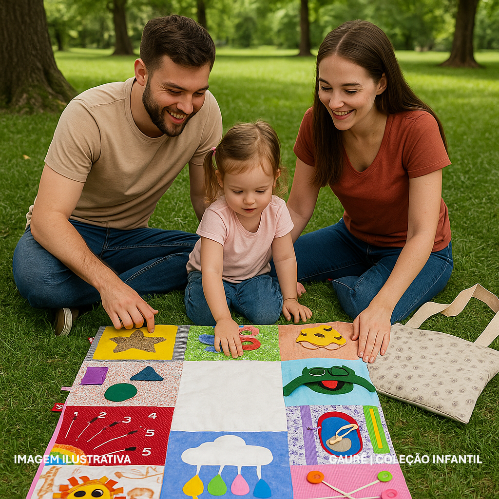Tapete Sensorial Bolsa – Coleção Infantil Gaurê | Feito à Mão | Portátil e Educativo