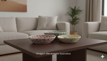 Conjunto de Cestas Decorativas de Algodão Cru Feita à Mão | Gaurê