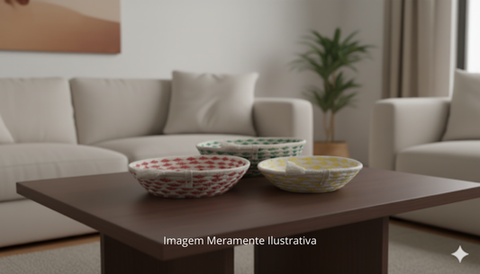 Conjunto de Cestas Decorativas de Algodão Cru Feita à Mão | Gaurê