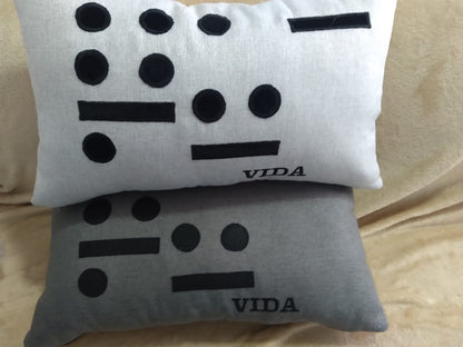 Almofada Retangular Coleção Morse – “VIDA” (50x30cm)