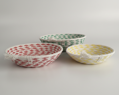 Conjunto de Cestas Decorativas de Algodão Cru Feita à Mão | Gaurê