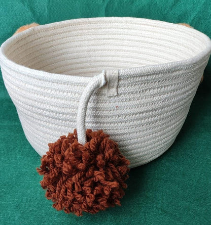 Cestas Decorativa de Algodão Cru Feita à Mão  -Tema Cachorrinho | Gaurê