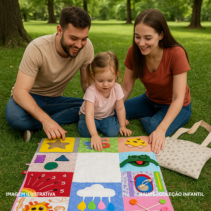 Tapete Sensorial Bolsa – Coleção Infantil Gaurê | Feito à Mão | Portátil e Educativo